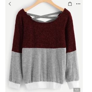 SHEIN color block cross back sweater